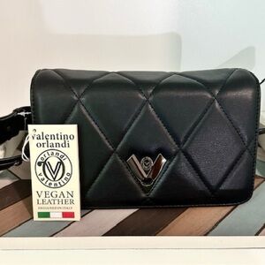 Valentino Orlandi Black Quilted Crossbody Bag